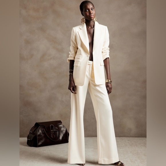 NWT! Banana Republic Transition Cream Lido Wide Leg Wool Pants - Multiple - Picture 4 of 8